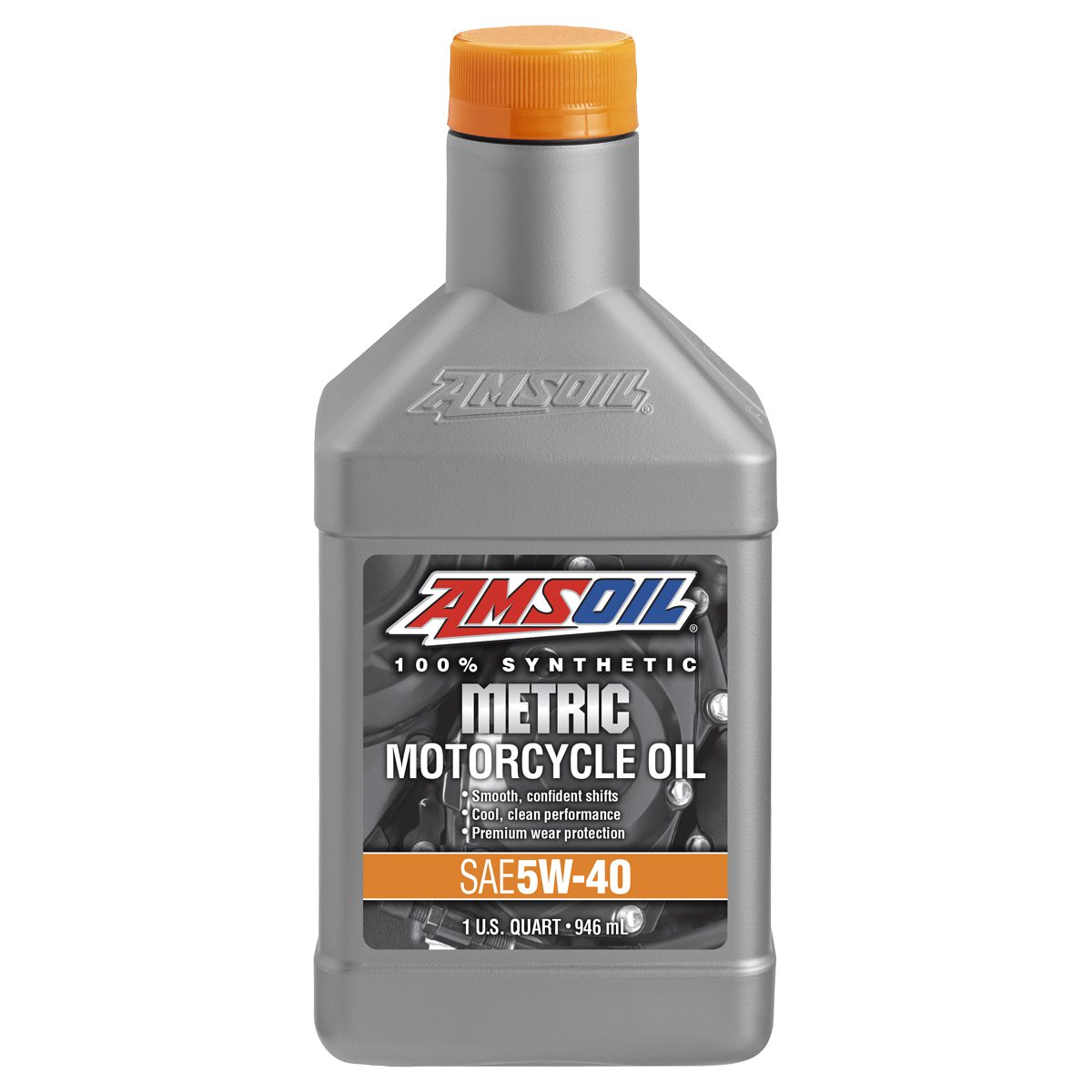 Synthetic motorcycle oil bottle, SAE 5W-40.