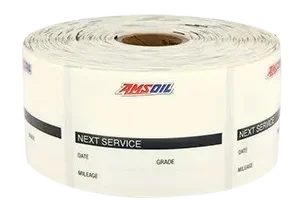 Roll of AMSOIL service reminder stickers.