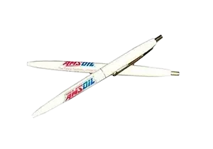 White pens with "AMSOIL" logo, black background.