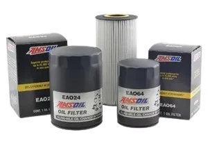 Amsoil oil filters and packaging display.