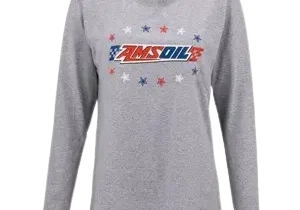 Gray long-sleeve shirt with AMSOIL logo.