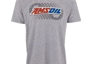 Gray T-shirt with AMSOIL logo design.