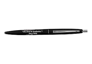 Black ballpoint pen with silver clip.