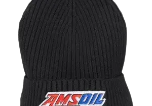 Black knit hat with AMSOIL logo.