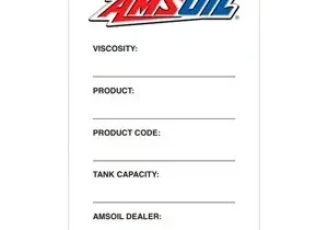 AMSOIL label with product information fields.
