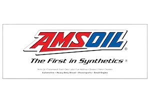 AMSOIL logo with tagline and product list.