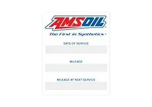 AMSOIL service sticker with blank fields.