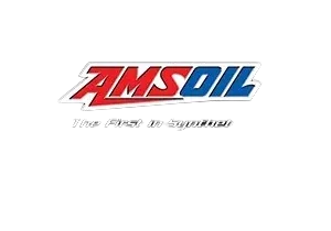 AMSOIL logo with slogan on black background.