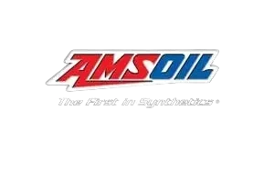 AMSOIL logo with slogan on black background.