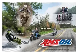 AMSOIL activities: dirt, road, snow, water.