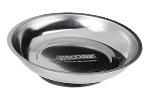 Silver metallic bowl on black background.