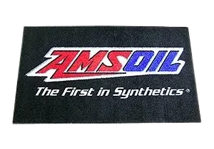 AMSOIL logo with slogan on black background.