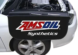Car hood cover with AMSOIL branding.