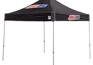 Black canopy tent with AMSOIL logo.