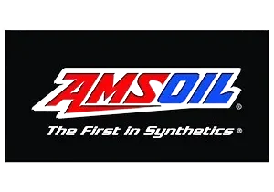 AMSOIL logo with slogan on black background.