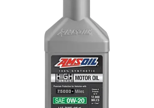 Amsoil high mileage motor oil bottle.