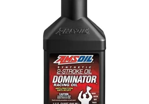 AMSOIL Dominator 2-Stroke Racing Oil bottle.