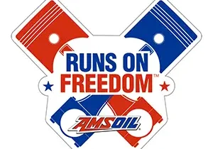 Amsoil logo with "Runs on Freedom" text.
