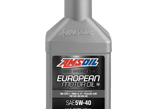 AMSOIL SAE 5W-40 European motor oil bottle.