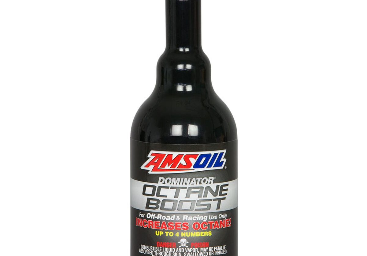 AMSOIL Octane Boost bottle for racing.