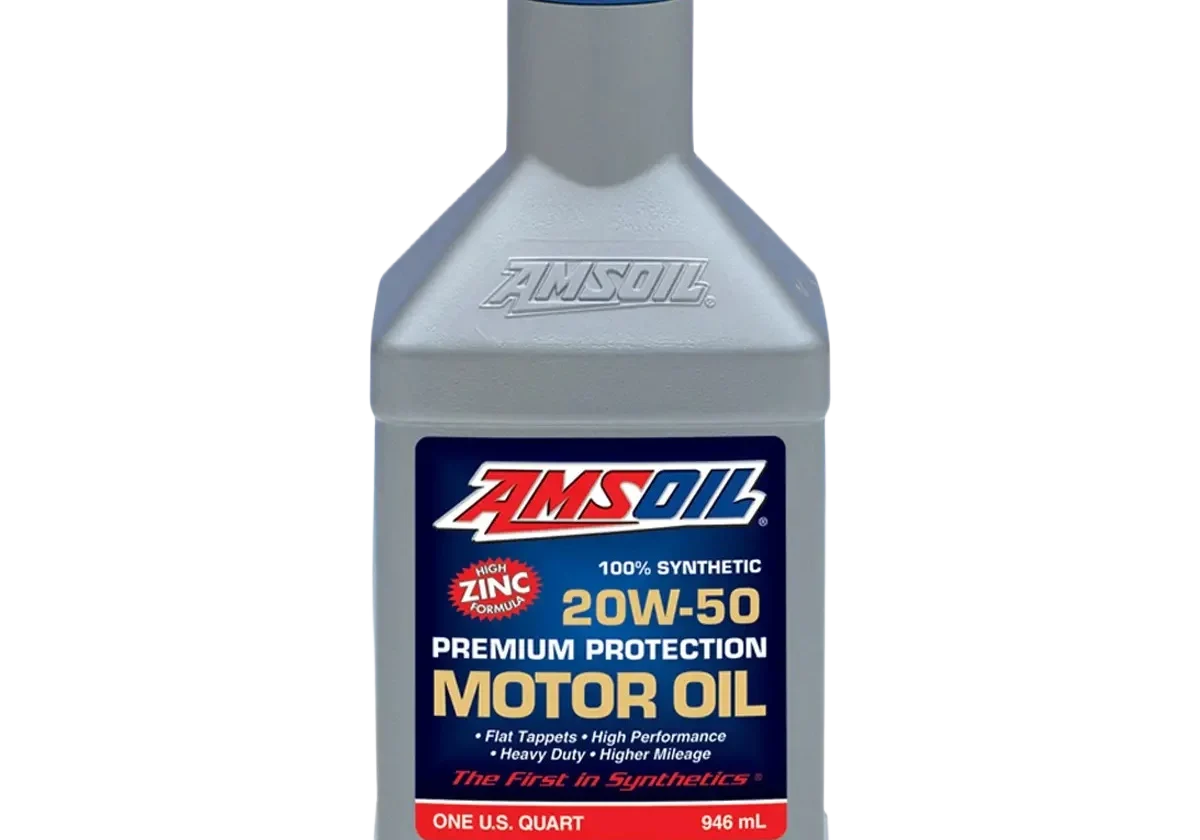 AMSOIL motor oil bottle, 20W-50 label.