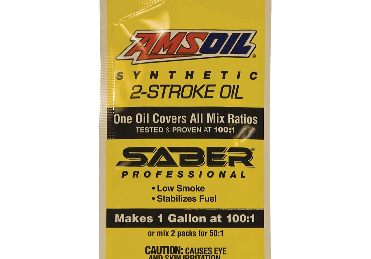 AMSOIL synthetic 2-stroke oil packet.