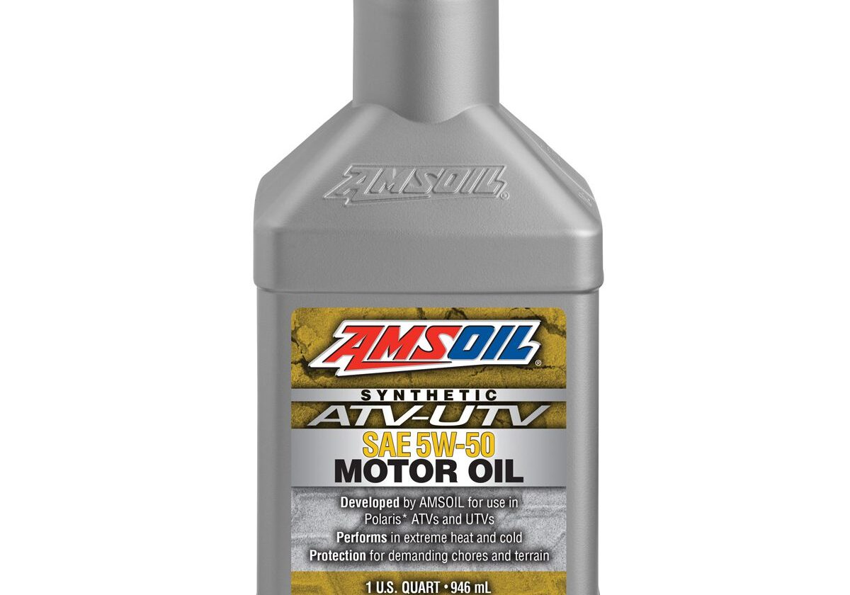 AMSOIL synthetic motor oil bottle, yellow cap.