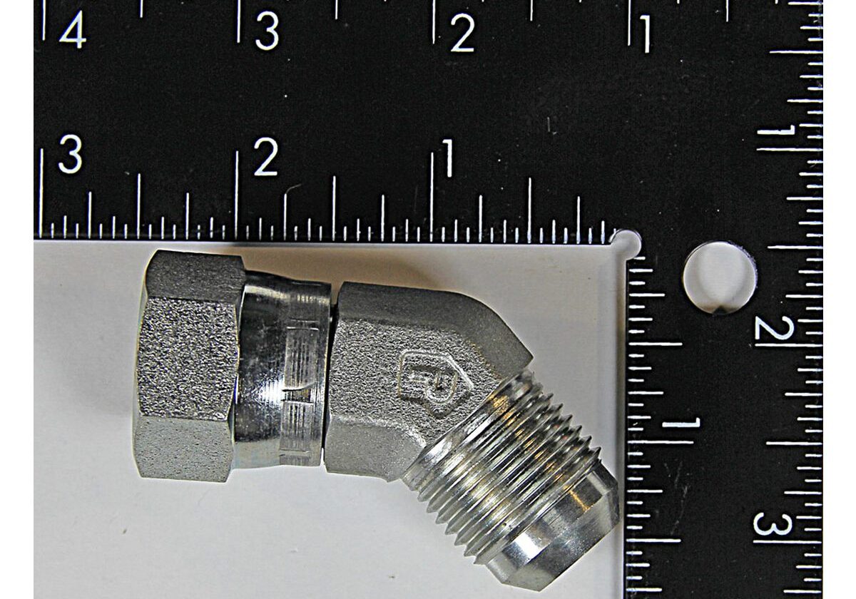 Metal pipe fitting with measurement scale.