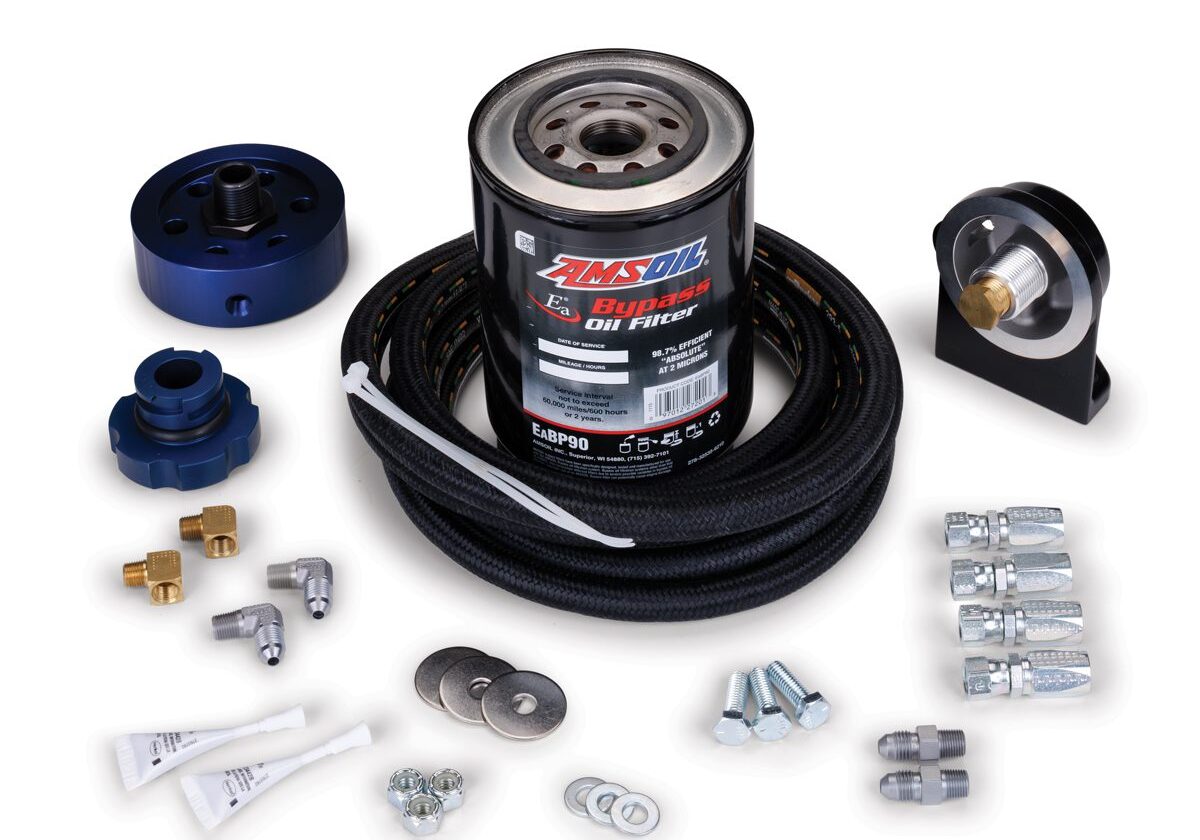 Oil filter kit with various components displayed.