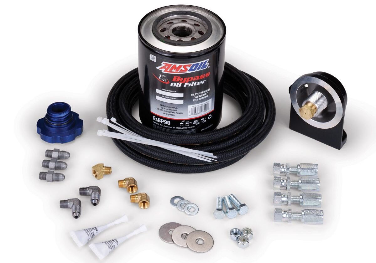 Oil filter kit with various components displayed.