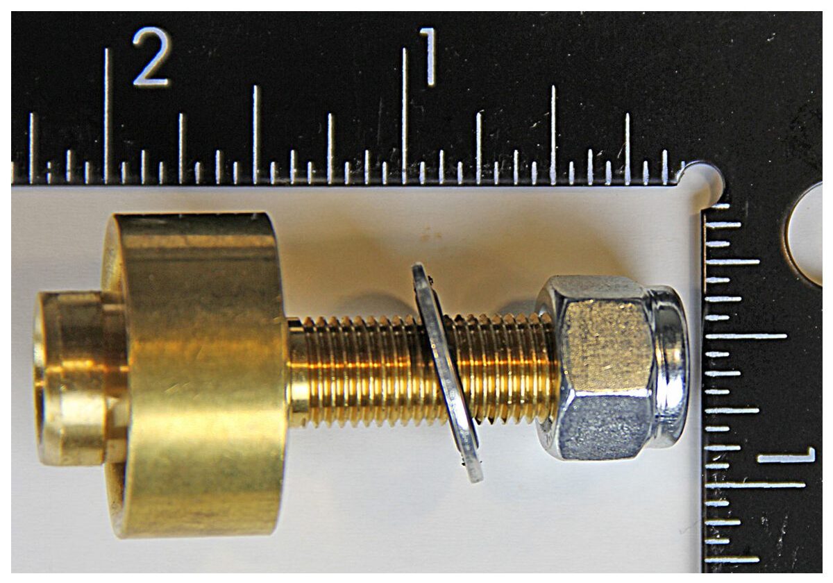Bolt assembly with ruler for scale measurement.