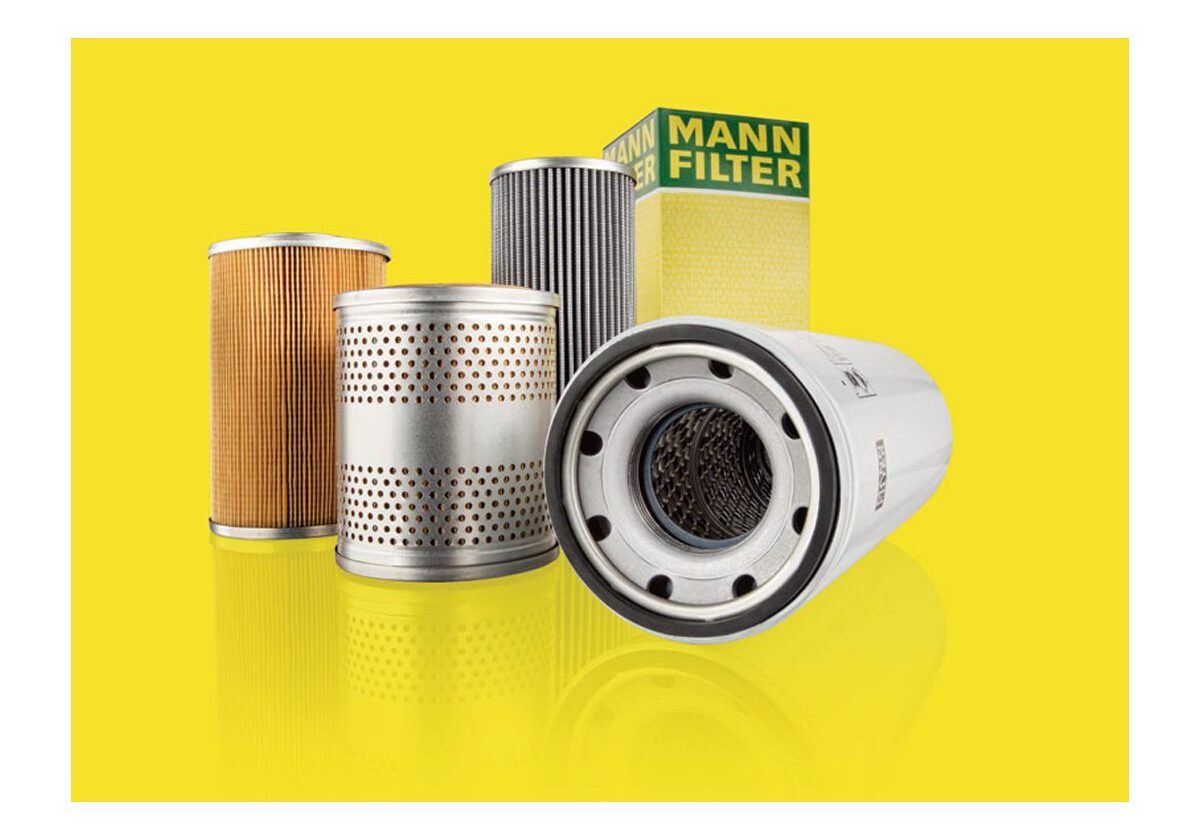 MANN-FILTER products on a yellow background.