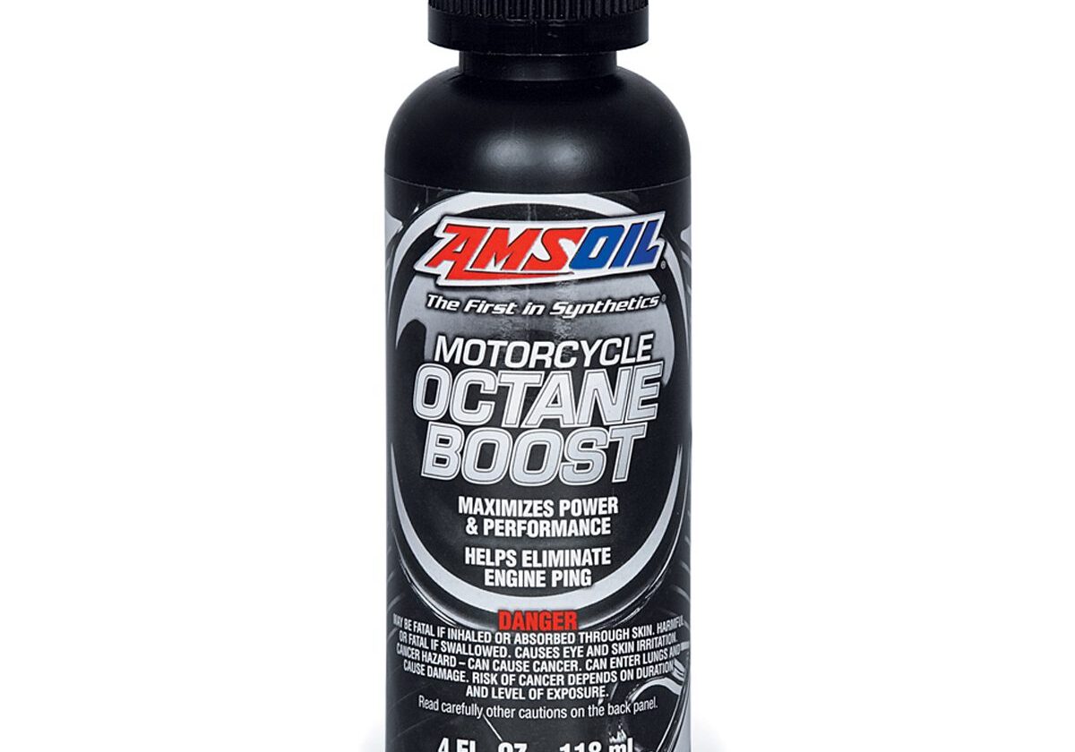 AMSOIL Motorcycle Octane Boost bottle.