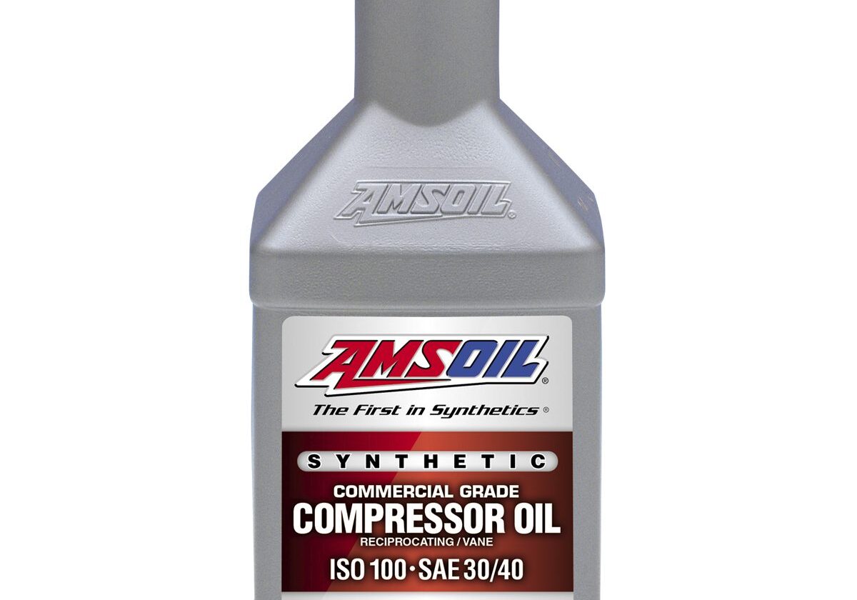 Amsoil synthetic compressor oil bottle.