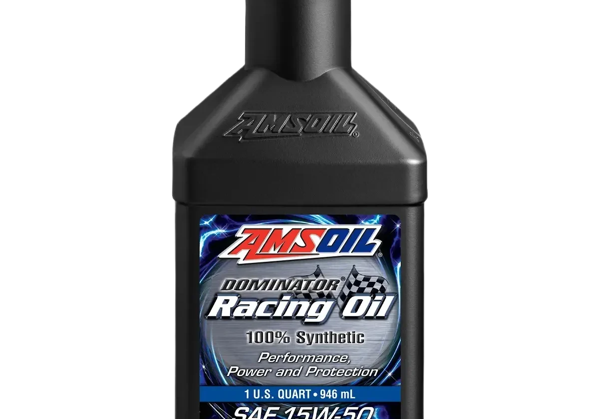 AMSOIL Dominator Racing Oil bottle.