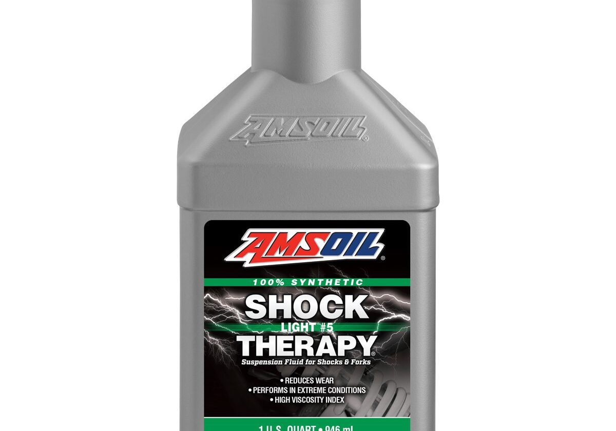 AMSOIL Shock Therapy suspension fluid bottle.