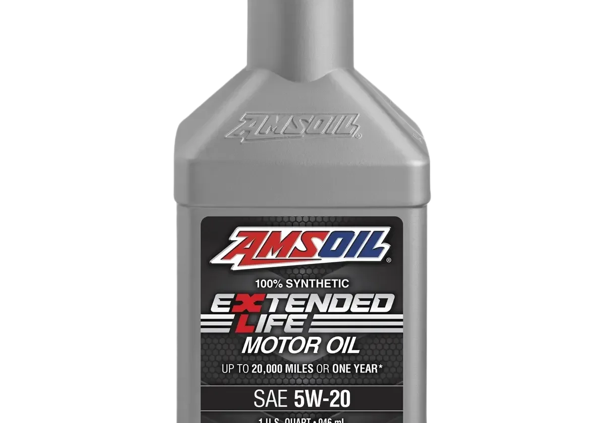 Amsoil synthetic motor oil bottle, SAE 5W-20.