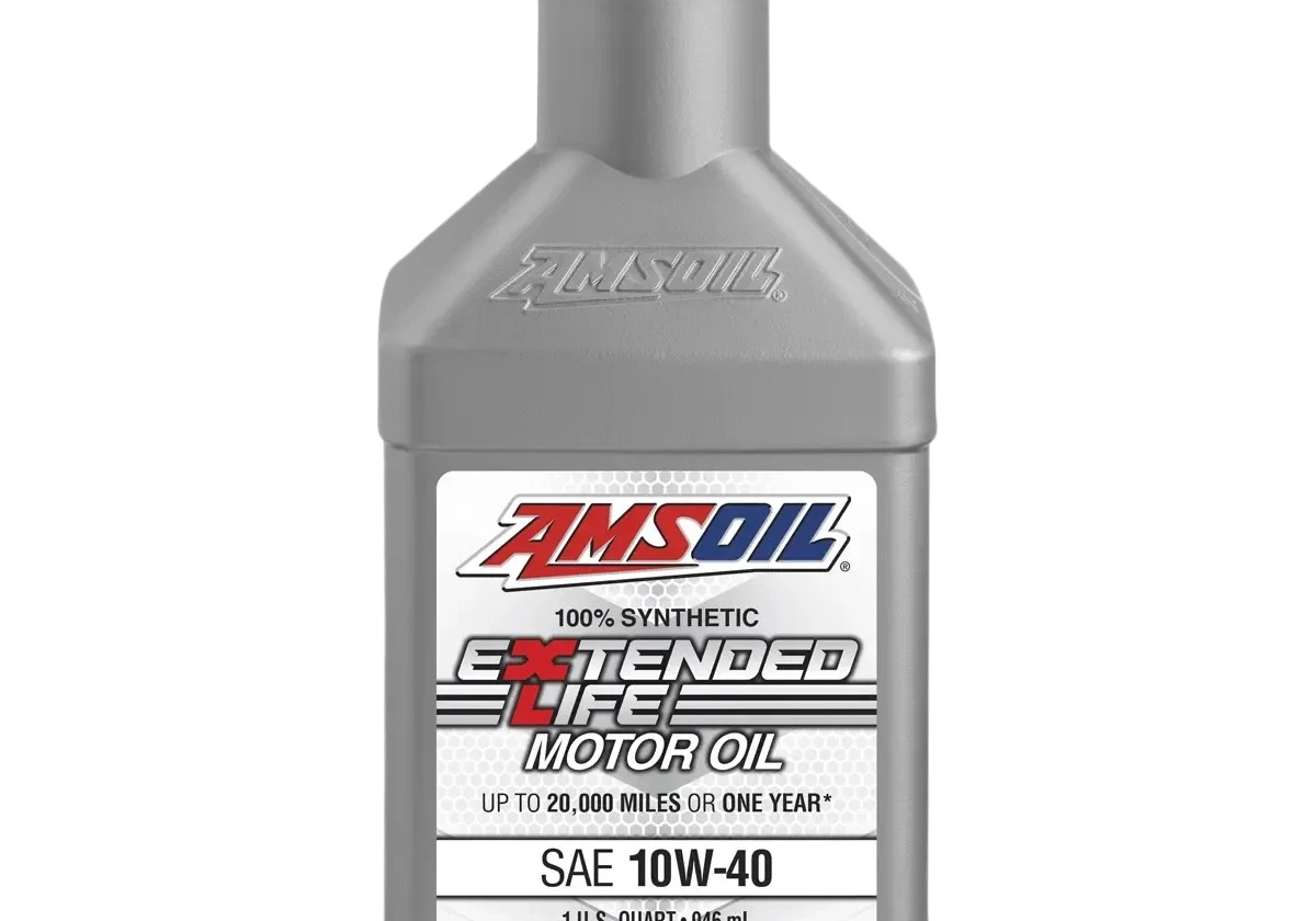Amsoil motor oil bottle, synthetic, SAE 10W-40.