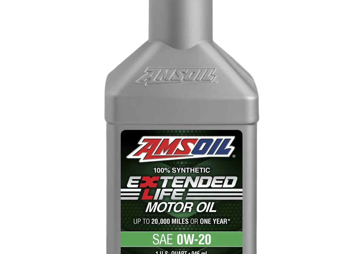 AMSOIL motor oil container, green cap.